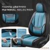 Coverado Car Seat Covers Full Set, Seat Covers for Cars, Car Seat Covers Front Seats and Back Car Seat Protector Waterproof, Leather Car Seat Cushion Universal Fit for Most Cars Black-Blue view 2