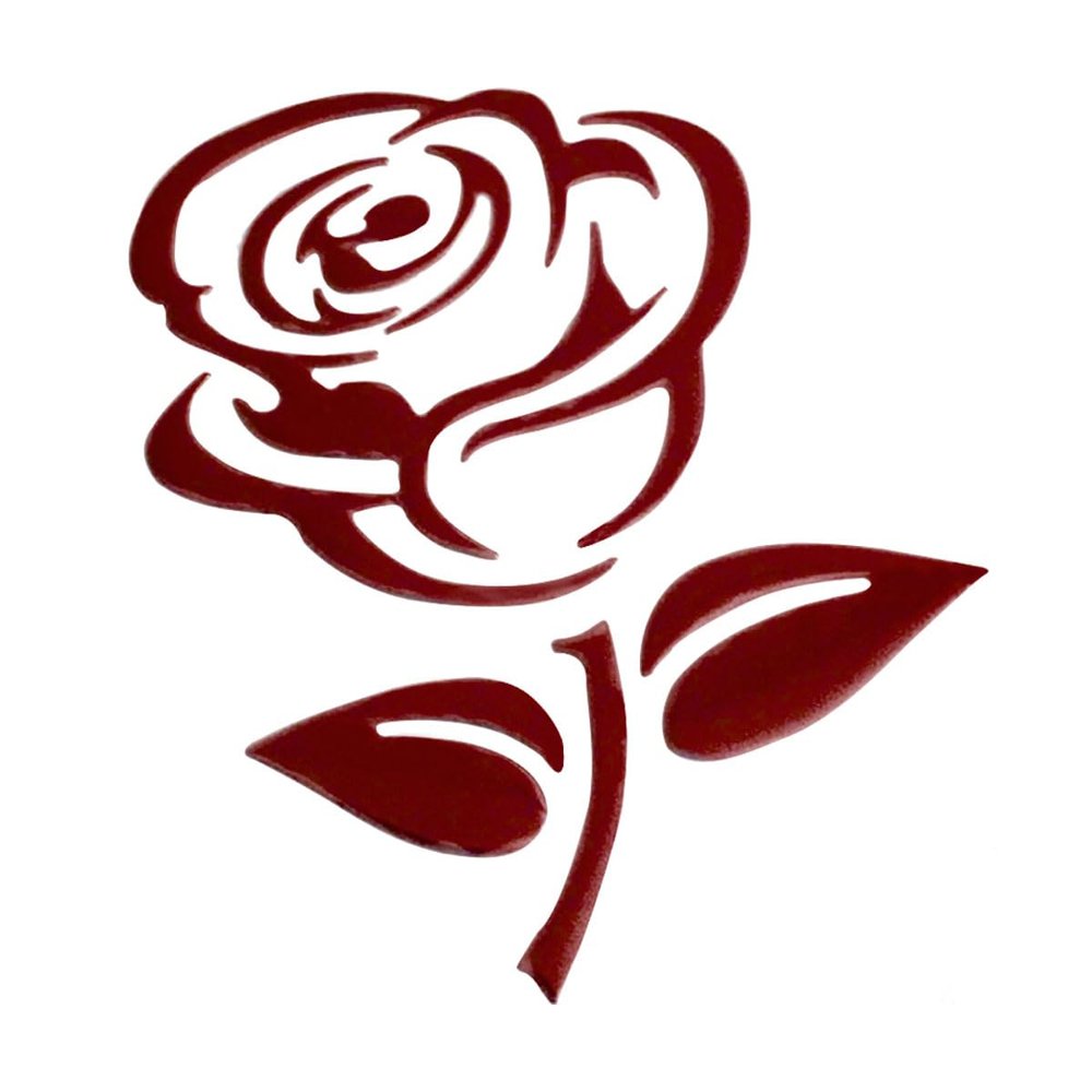 DUSCOKE 3D Rose Car Sticker Decal, Waterproof PVC Auto Bumper Stickers, 3.9'' 3.1'' Cute Flower Car Window Decals, Vehicle Exterior Decoration Accessories for Wall, Mirror, Laptop (Red)