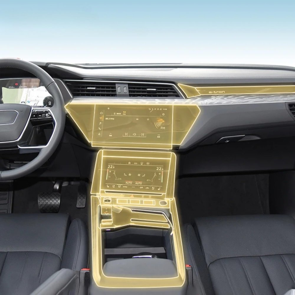 Kaecad Car Interior Center Console Anti Scratch TPU Clear Protective Shift Position Piano Board PPF Repair Film Accessories, for Audi e-tron PPE 20-2024 (Style for RHD)