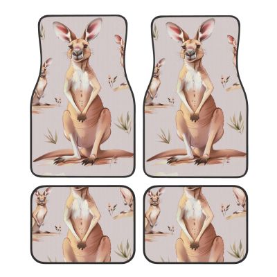 Funny Cartoon Kangaroo Zoo Printed Car Floor Mats Set of 4 - Universal Car Accessories Vehicle Interior Mats for Cars Trucks SUVs Full Set