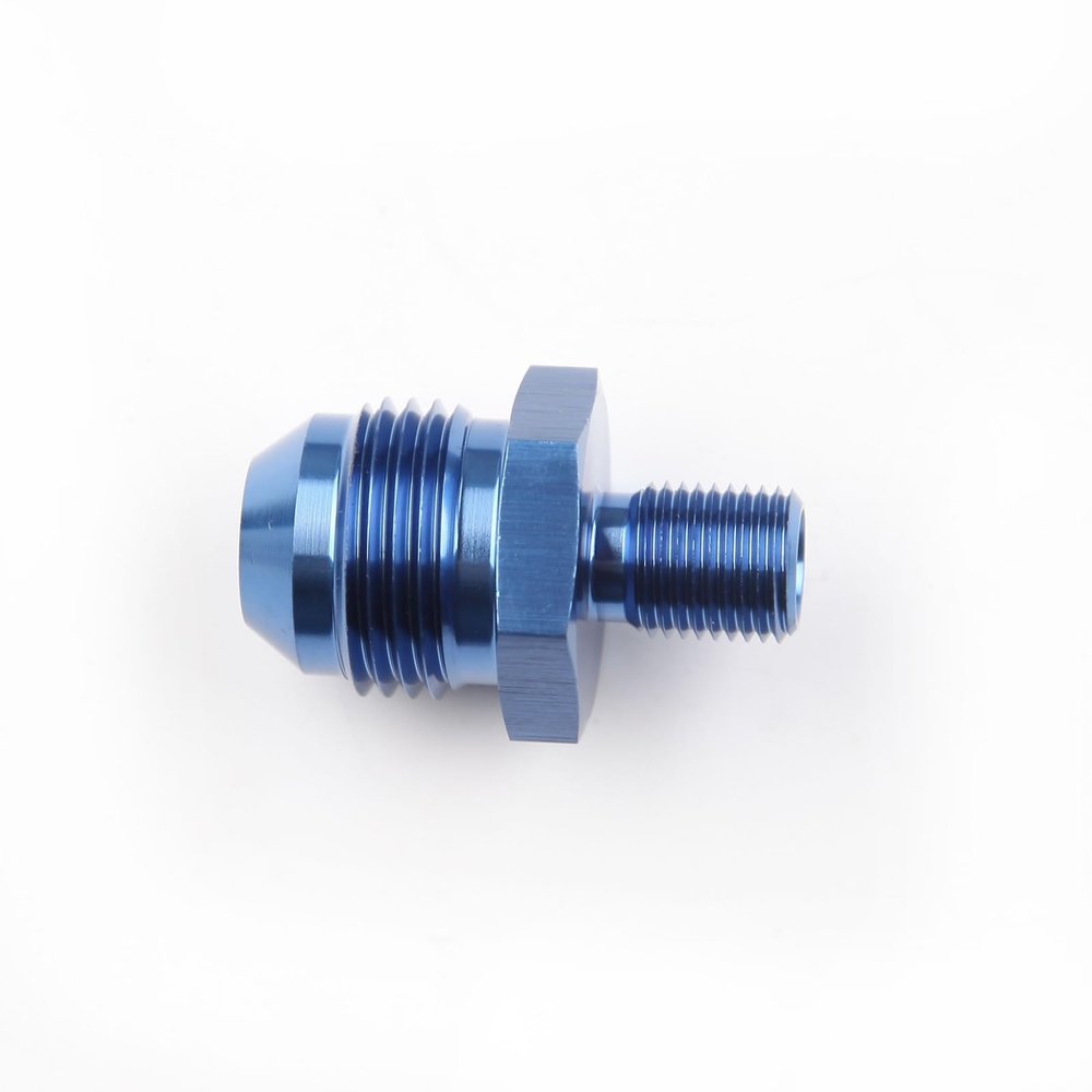 US SHIP -8AN AN8 Male Flare To M10x1.25 (mm) Metric Aluminum Straight Adapter Fitting Blue