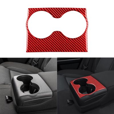 Carbon Fiber Car Rear Row Back Seat Water Cup Holder Panel Cover Sticker Decoration Trim Compatible with Dodge Charger 2015-2023 2016 2017 2018 2019 2020 2021 2022 Interior Trim Accessories Red - B