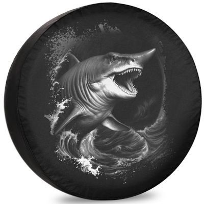RUUEESTAR Goblin Shark Spare Tire Cover for RV Trailer Unleash Adventure with Our RV Van Accessories, Boasting Sunproof, Waterproof, Dustproof for All Tires 17 Inch