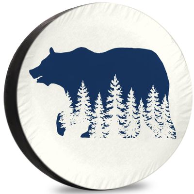 RUUEESTAR Wilderness Bear Forest Camper Spare Tire Cover Unleash Adventure with Our Van Camping Accessories, Boasting Weatherproof, Dustproof for All Tires 15 Inch