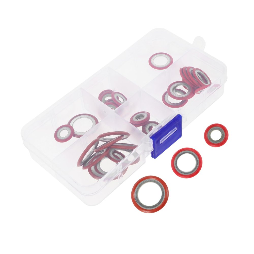 GLEAVI 30pcs Air Conditioning Compressor Sealing Gaskets Easy to Install Auto Gaskets for Air Conditioner Repair Compatible Washer Assortment for Efficient Sealing