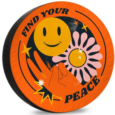RUUEESTAR Smile Face Peace Spare Tire Covers for RVs Van Accessories for Camping with Weatherproof, UV-Resistant & Dustproof Protection for RVs, SUV Camp Travel - 12 Inch
