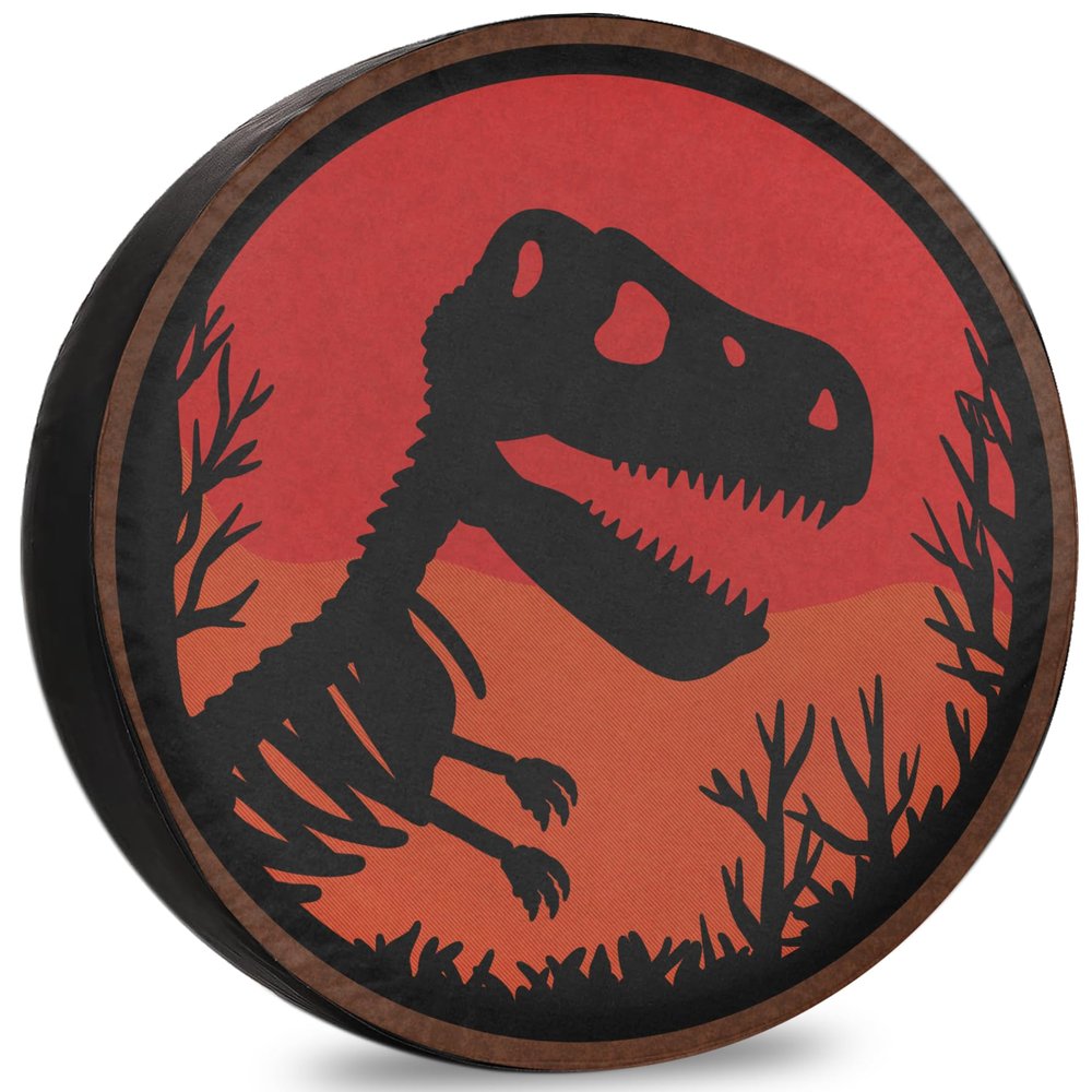 RUUEESTAR Prehistoric Dinosaur Camper Spare Tire Cover Unleash Adventure with Our Van Camping Accessories, Boasting Weatherproof, Dustproof for All Tires 15 Inch