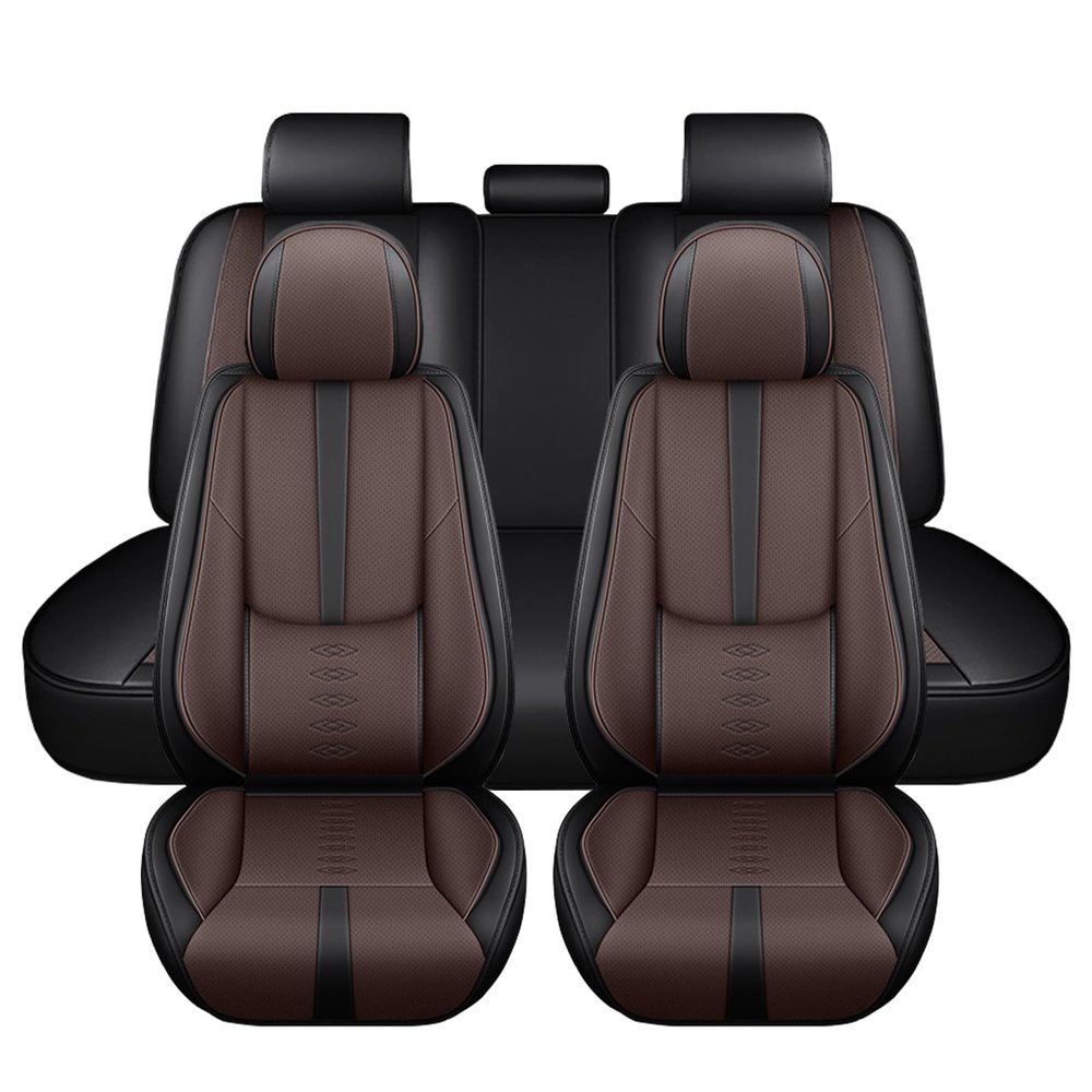 Cscevt Leather Seat Covers for Jeep Cherokee 1991-2023,Premium Car Seat Covers Full Set,Waterproof Car Seat Protectors with Airbag,Comfort Interior Cover Seats for Cars(Black+Brown)