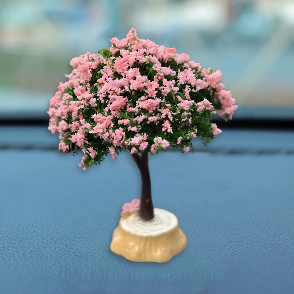 DUSCOKE Cute Wishing Tree Car Dashboard Ornament, Funny Creative Automotive Dash Decorations for Women Present, Vehicle Interior Accessories for Home, Office, Micro Landscape House (Wishing Tree)