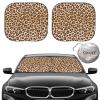 Gven Windshield Sun Shade 2pcs with Bonus Car Sunshade for Front Window Shades 2025 Technology Reflect UV and Heat Sun Visor Automotive Interior Sun Protection (Leopard, S) view 1