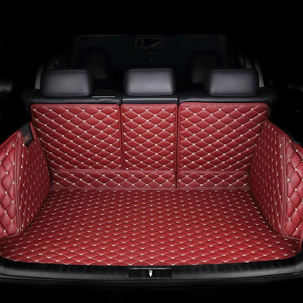 Car Full Coverage Cargo Liners for MG ZS 2017 2018 2019 2020 2021 2022 2023 2024, Leather Boot Mats Waterproof Anti-Scratch Car Boot Protector Accessories,Red