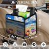 HISQSTUU Beach Scene Painting Car Backseat Organizer PU Leather Swimming Rings Truck Back Seat Trash Bag Universal Hanging Storage Box Travel Accessories Foldable view 3