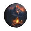 REVENEVER Spare Tire Cover for RV SUV Car Funny Sunset Bonfire Print Waterproof Dustproof Tire Cover for JP Camper Travel Trailer Truck view 1