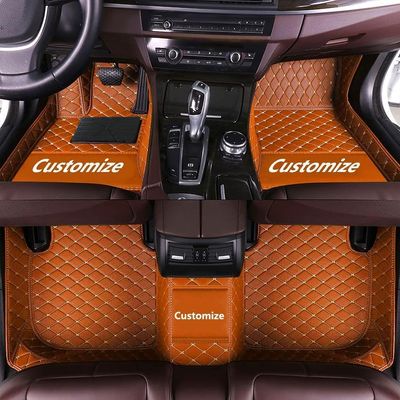 Custom Personalized Floor Mats fit for Kia EV6 Forte K5 Optima NIRO Rio Soul Sportage All Weather Waterproof Luxury Leather Anti-Slip Full Coverage Floor Liners (Orange)