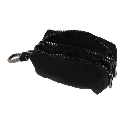 Black PU Car Key Organizer Fob Case with Alloy Zipper Storage