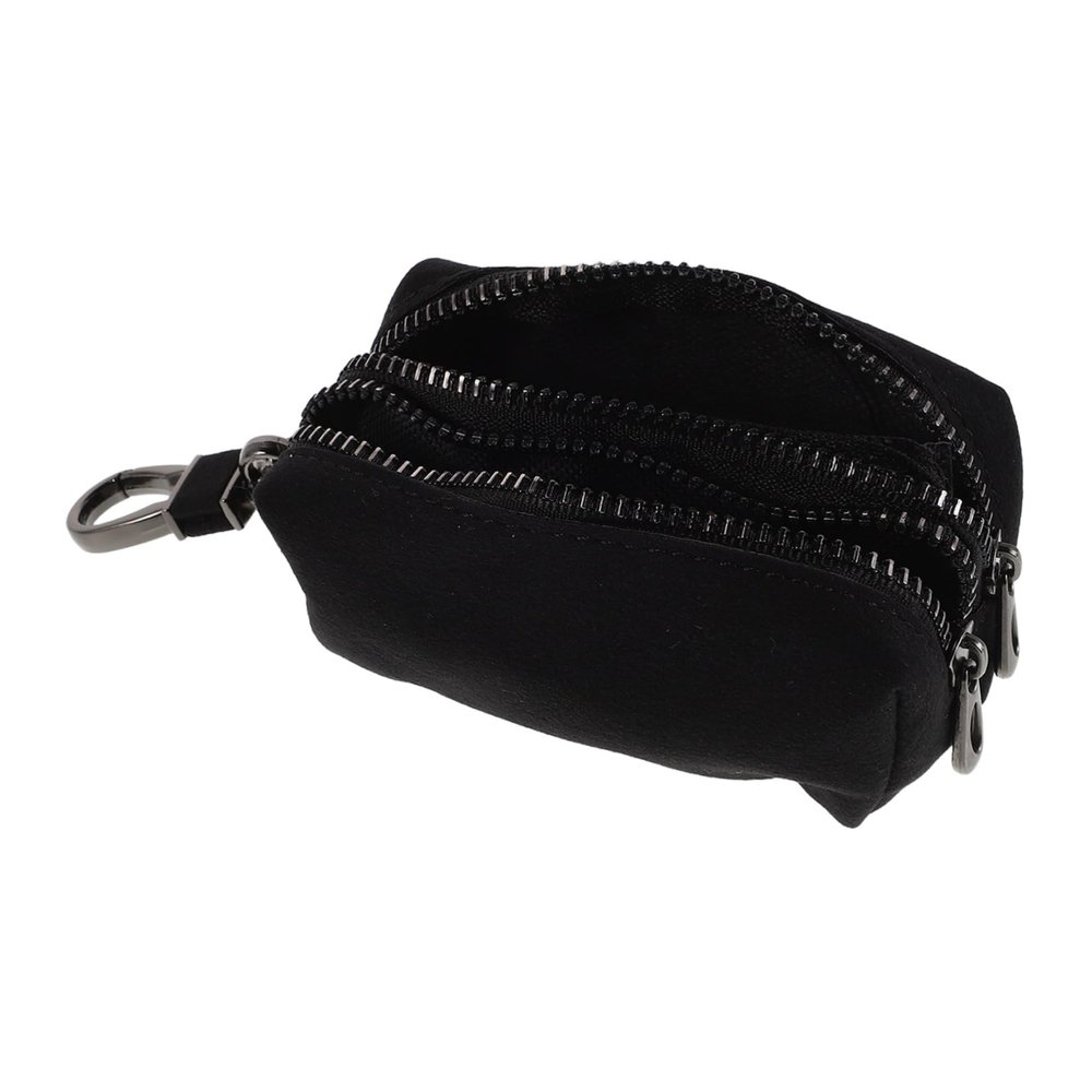 Black PU Car Key Organizer Fob Case with Alloy Zipper Storage