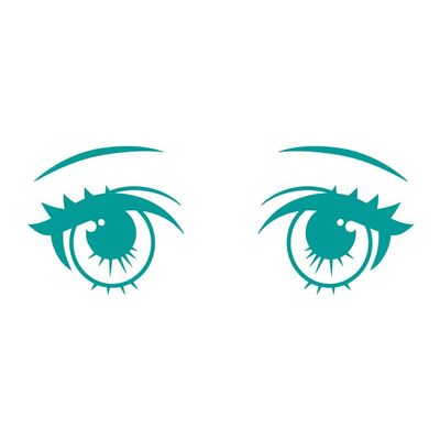 Anime Girl Eyes V5 5 inch Turquoise Indoor Outdoor Vinyl Decal