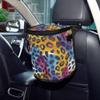 MNSRUU Car Trash Can with Lid, Leopard Car Trash Bag Hanging Organizers and Storage for Front Back Seat, Leak-Proof Trash Bin view 2