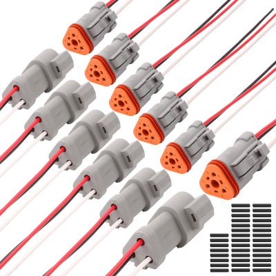 CNHAIHD Deutsch Connector Waterproof, 18 AWG DT Automotive Electrical Connector Male and Female Wire Connectors for Car Truck Boat, Dt Connector (3 Pin 6 Kits)