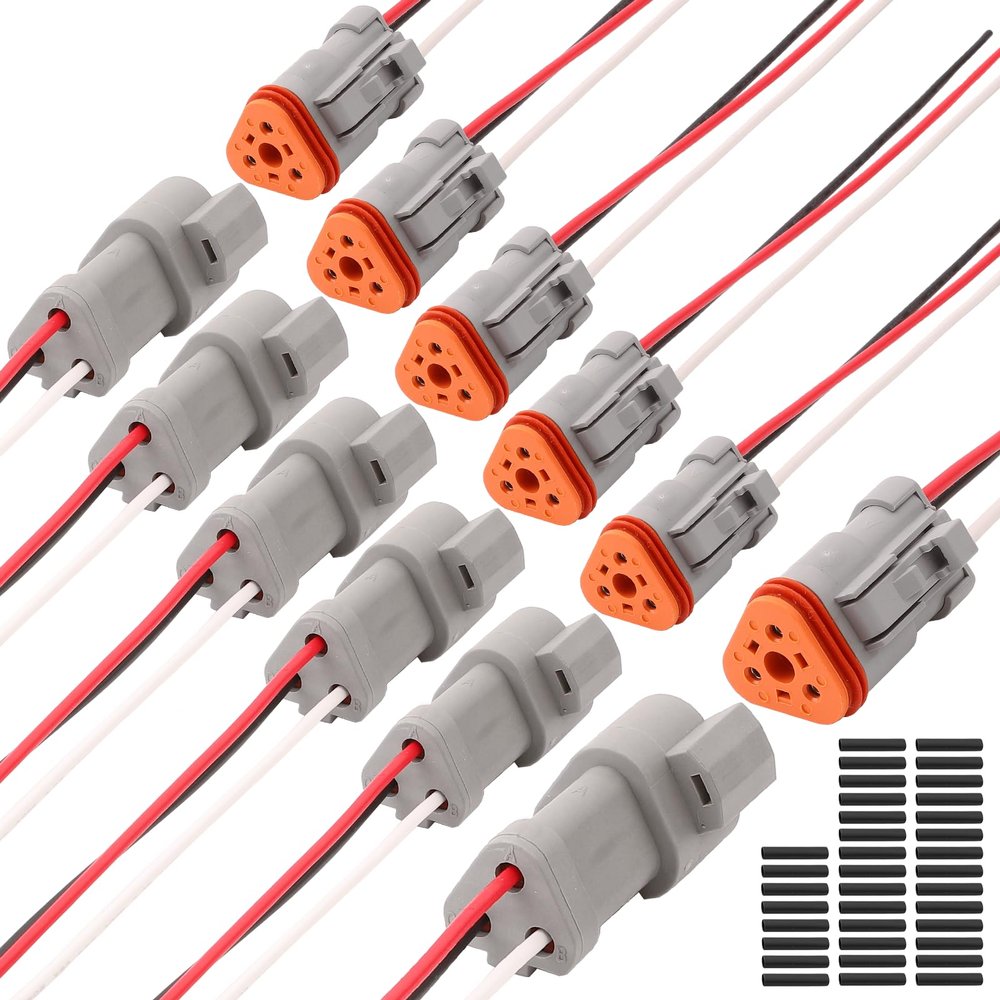 CNHAIHD Deutsch Connector Waterproof, 18 AWG DT Automotive Electrical Connector Male and Female Wire Connectors for Car Truck Boat, Dt Connector (3 Pin 6 Kits)