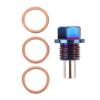 Magnetic Oil Drain Plug, M14 X 1.5 Ti Alloy Engine Oil Sump Drain Nut Bolt with 3 Gaskets for Vehicle view 4
