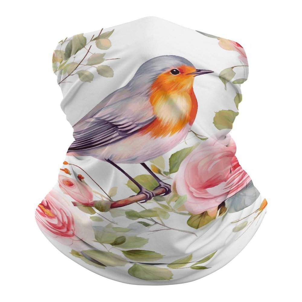QMNRTK Floral Print Watercolor Robin Bird Balaclava UV Protection Face Mask Breathable Neck Gaiter Ski Mask for Men Women Headwear Bandana Elastic Face Scarf