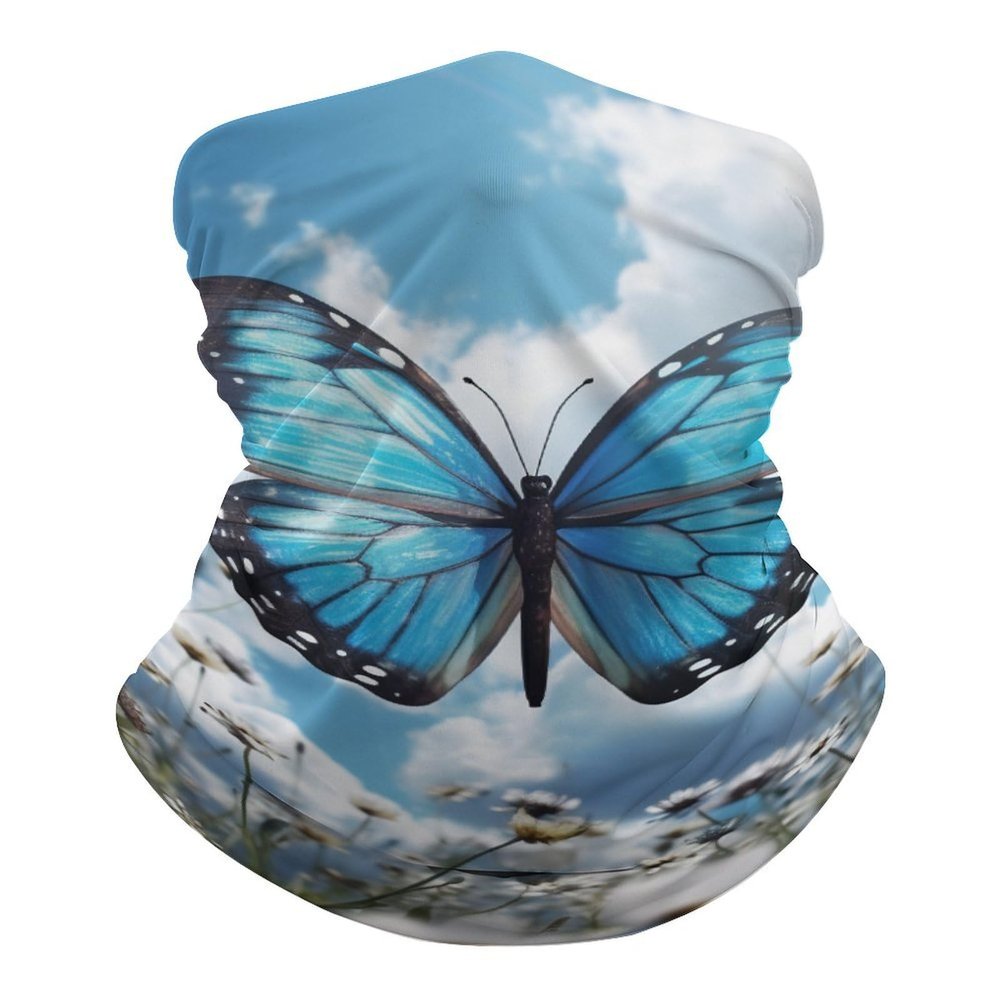 QMNRTK Blue Butterfly And Clouds Balaclava UV Protection Face Mask Breathable Neck Gaiter Ski Mask for Men Women Headwear Bandana Elastic Face Scarf
