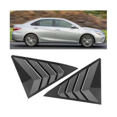 Car Rear Triangular Window, Carbon Fiber Look Window Louvers Cover, Compatible for Camry 7th Gen 2012-2017