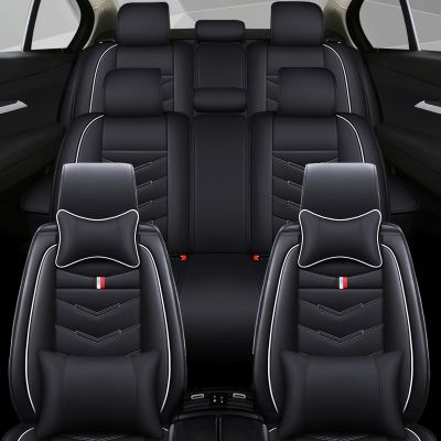 SXXC Car Seat Cover 7 Seats for Mitsubishi Outlander 2003-2026, Waterproof Durable Compatible Airbag, Premium Leather Seat Protector(7 Seats Luxury,Black White)