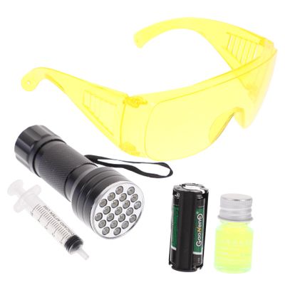 MAGICLULU 1set Car Air Conditioner Leak Detector Kit Fluorescent Leak Test Tool for Auto Repair Includes Storage Box and Fluorescent Oil