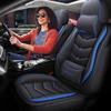 QHYBCK Car Seat Covers Full Set for Toyota Corolla 2001-2026 Leather Seat Covers, Waterproof Non-Slip Breathable and Wear Seat Cover, Car Seat Protector Adapted AirbagsLuxury, Black+Blue view 2