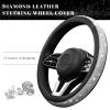 ZNDAW Diamond Leather Steering Wheel Cover, 15 Inch Bling Crystal Rhinestone Anti-Slip Wheel Protector, Universal Sparkling Elegant Diamond Steering Wheels Cover for Women Girl (White) view 2