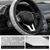 ZNDAW Diamond Leather Steering Wheel Cover, 15 Inch Bling Crystal Rhinestone Anti-Slip Wheel Protector, Universal Sparkling Elegant Diamond Steering Wheels Cover for Women Girl (White) view 3