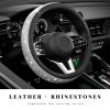 ZNDAW Diamond Leather Steering Wheel Cover, 15 Inch Bling Crystal Rhinestone Anti-Slip Wheel Protector, Universal Sparkling Elegant Diamond Steering Wheels Cover for Women Girl (White) view 4