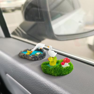 CusDusk 2026 Goose Duck Mushroom Mini Pond -Mini Resin Animal Car Dashboard Decorations, DIY Fairy Garden Miniature Scene Automotive Dash Interior Accessories for Women Men