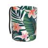 Car Trash Can Hanging, Green Palm Leaves Tropical Flowers Jungle Hibiscus Waterproof Auto Garbage Bin Universal Vehicle Waste Container, 3.5L Capacity view 1