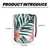 Car Trash Can Hanging, Green Palm Leaves Tropical Flowers Jungle Hibiscus Waterproof Auto Garbage Bin Universal Vehicle Waste Container, 3.5L Capacity view 3