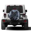 Foruidea Black Wolf Blue Eyes Looking Spare Tire Cover with Backup Camera Hole Wheel Tire Cover Fit Trailer, RV, SUV and Many Vehicle 14inch view 1