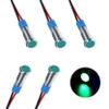 ZIMISI 5PCS 6MM 1/4" LED Indicator Light, AC/DC 12-24V Waterproof IP66 Dash Lights, Metal Flat Head Signal Pilot Lamp with 145mm Wire, 12V LED Light for Cars Trucks Boats (Green) view 1