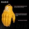 Keebik Goatskin Leather Motorcycle Motorbike Powersports Racing Gloves Reflective Skull Touchscreen for Men and Women Model (HEE6, Small) view 2