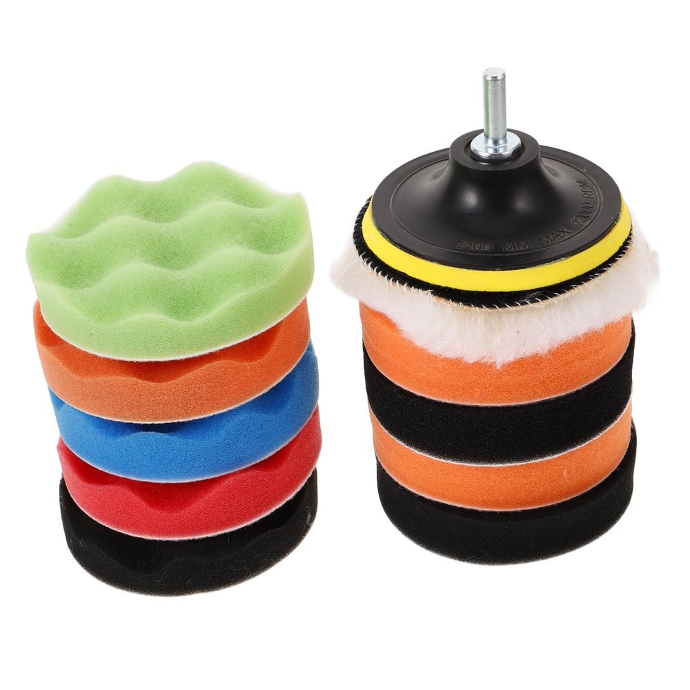 Cabilock 12-Piece 4-Inch Car Detailing Polishing Pad Kit Sponge Buffing Pads for Drill Auto Polishing Attachment for Car Waxing and Buffing