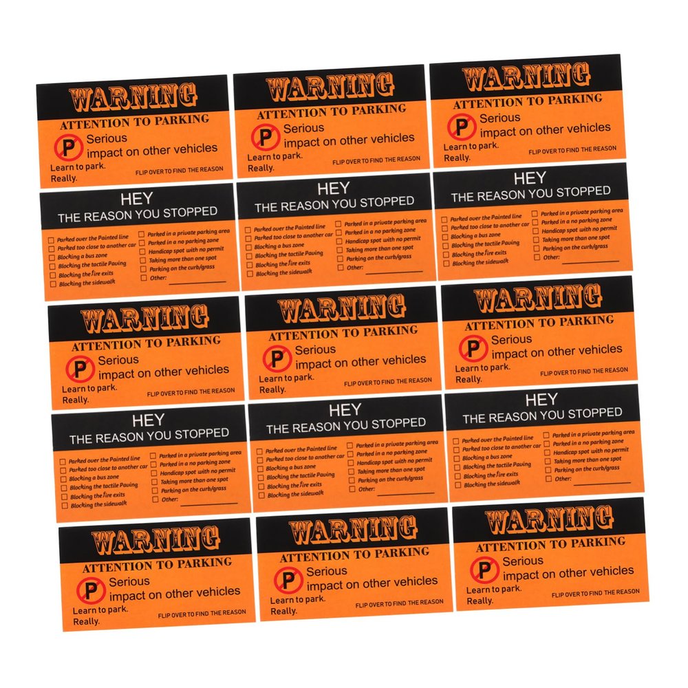 Healifty 100pcs Unique Paper Bad Parking Cards Warning Labels for Caution Signs