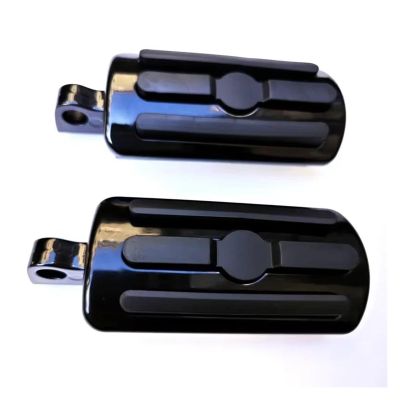 QCWLDKJRV Gloss Black and Chrome Motorcycle FootPegs Rest Fit for Harley XL Sportster Fit for Softail Glide Fat Boy(Gloss Black)