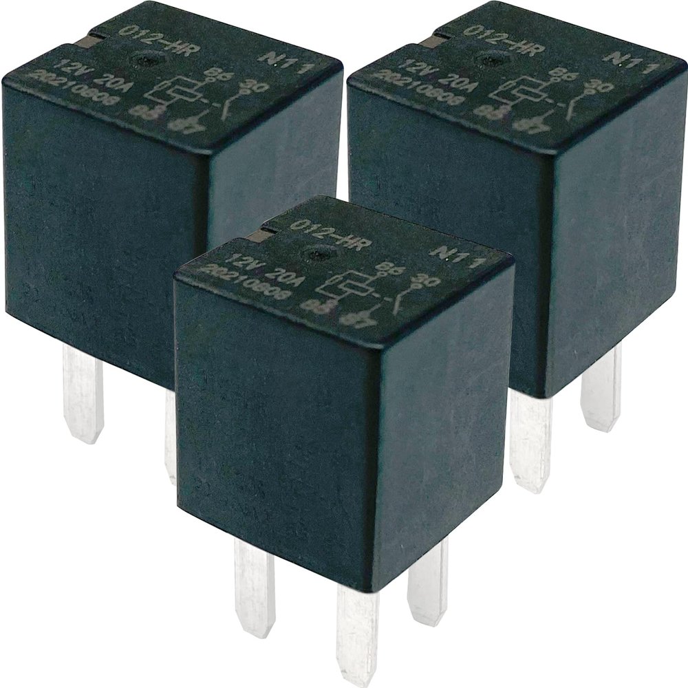 3-Pack N11 012-HR Relays 12VDC 10A 4-Pin SPST Automotive Relays Compatible with Chevrolet Silverado, Ford F-150 Select Models Fixes Fuel Pump, Ignition and P0641/P0562 Errors