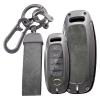 KUNIO 3/4/5 Button Leather Metal Car Key Fob Cover Case Fit for Nissan Rogue Pathfinder 2025 Altima Teana Kicks 2023 Sentra 2024 Key Protective Cover Key Holder Accessories Gray-Long Keychain view 1