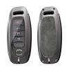 KUNIO 3/4/5 Button Leather Metal Car Key Fob Cover Case Fit for Nissan Rogue Pathfinder 2025 Altima Teana Kicks 2023 Sentra 2024 Key Protective Cover Key Holder Accessories Gray-Long Keychain view 3