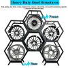 Innovz Garage Tyre Rim Storage Rack Free Stackable, Auto Repair Shop Car Wheel Rim Stand for Display, Steel Car Tire Rim Rack for Factory Workshop Store Exhibition(3 Frames 1 Base) view 2