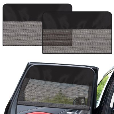 Rear Window Sun Shade, 2 PCS Magnetic Double Layer Car Side Window Sun Shades for Baby, Half Blackout & Half See-Through Back Window Covers for Sun & Privacy Protection,Car Window Accessories