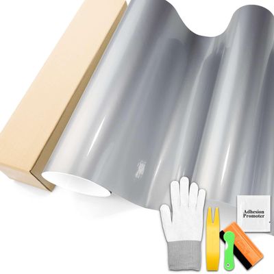Silver Super Gloss Vinyl Wrap Auto Car Sticker Decal Film Sheet Bubble Free Air Release Technology with Tool Set 1.6FTx5FT