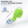 PATIKIL 1" x 5 ft Lashing Strap with Buckles, 2 Pcs Cam Buckle Tie Down Straps Adjustable Heavy Duty Secure Cinch Straps Up to 551 lbs for Cargo Kayak Bicycles, Fluorescent Green view 2